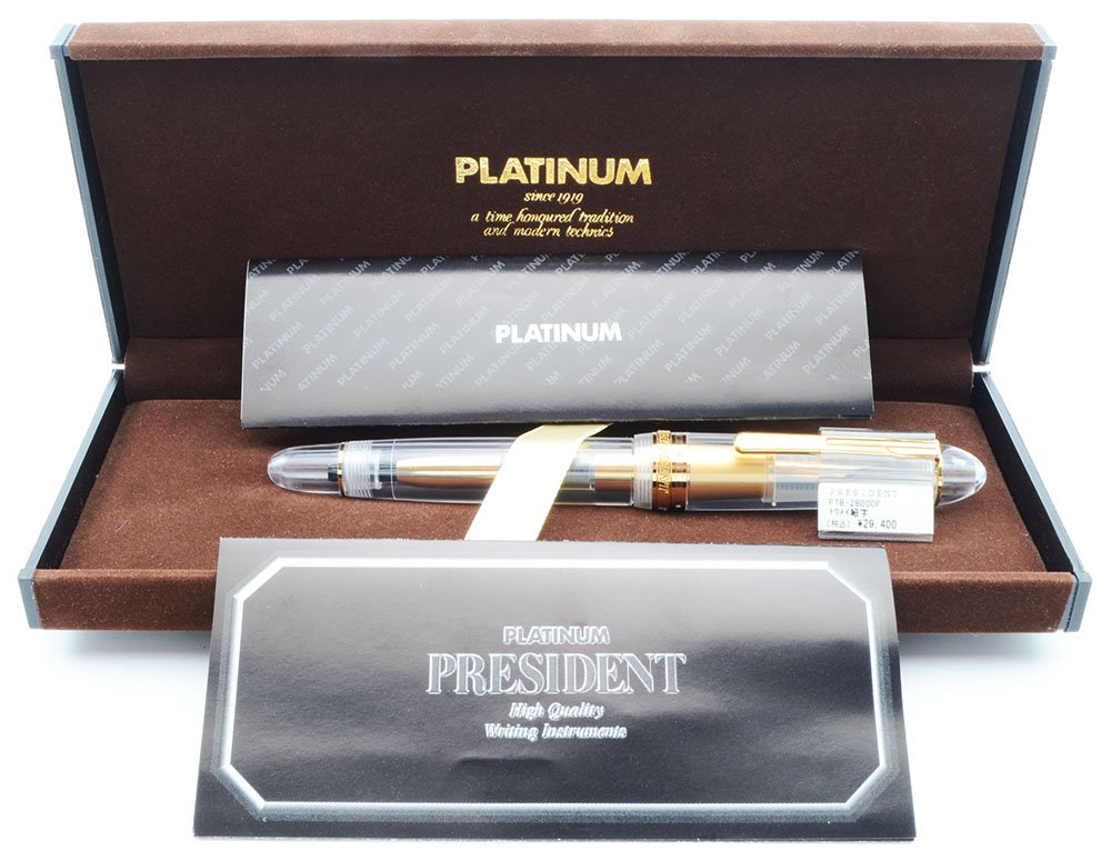 Platinum President Fountain Pen - Clear Demonstrator, Gold